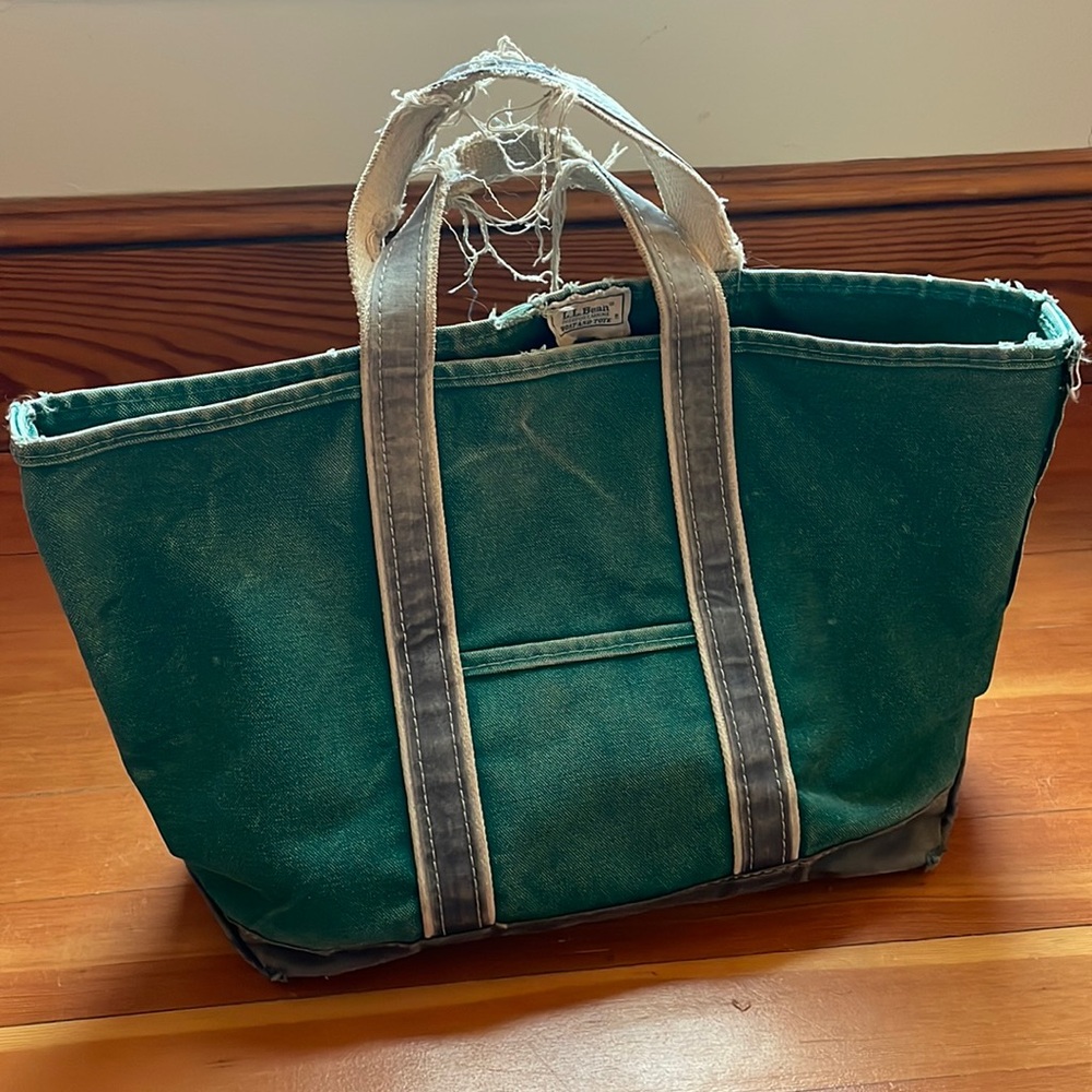 Rare Vintage Green and Navy LL Bean Boat & Tote